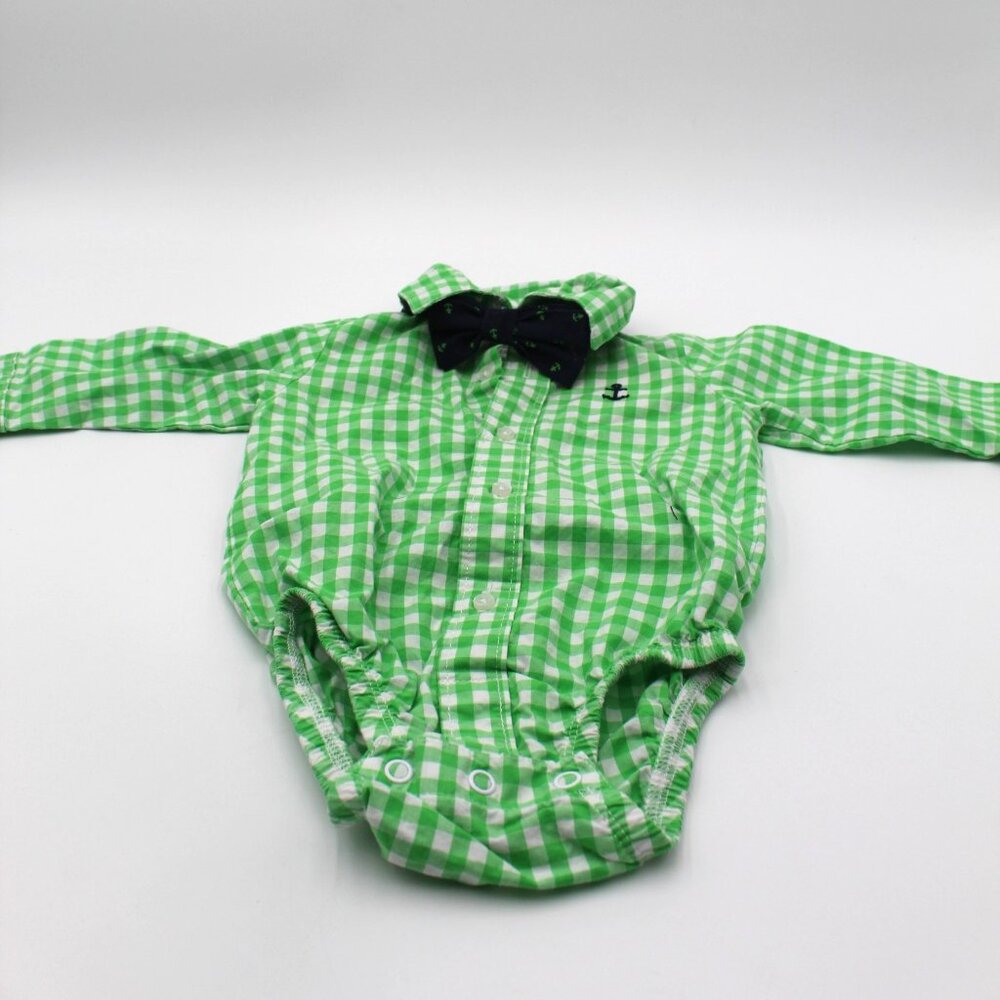 Just One You Carter's Baby Boys Size 6M Plaid Dressy Button-Up Bodysuit Bow-Tie